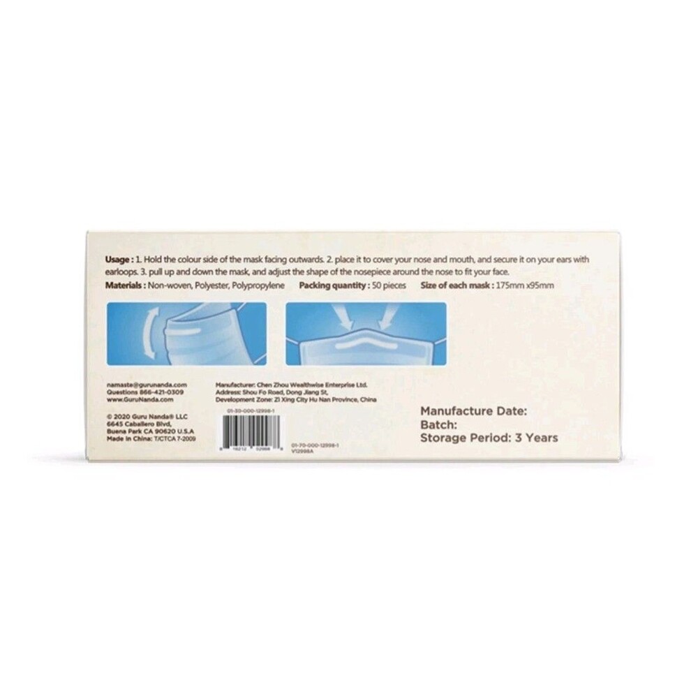 2000 Guru Nanda 3-Ply Disposable Face Mask With Ear loop For Home Office‎ School - Picture 4 of 6